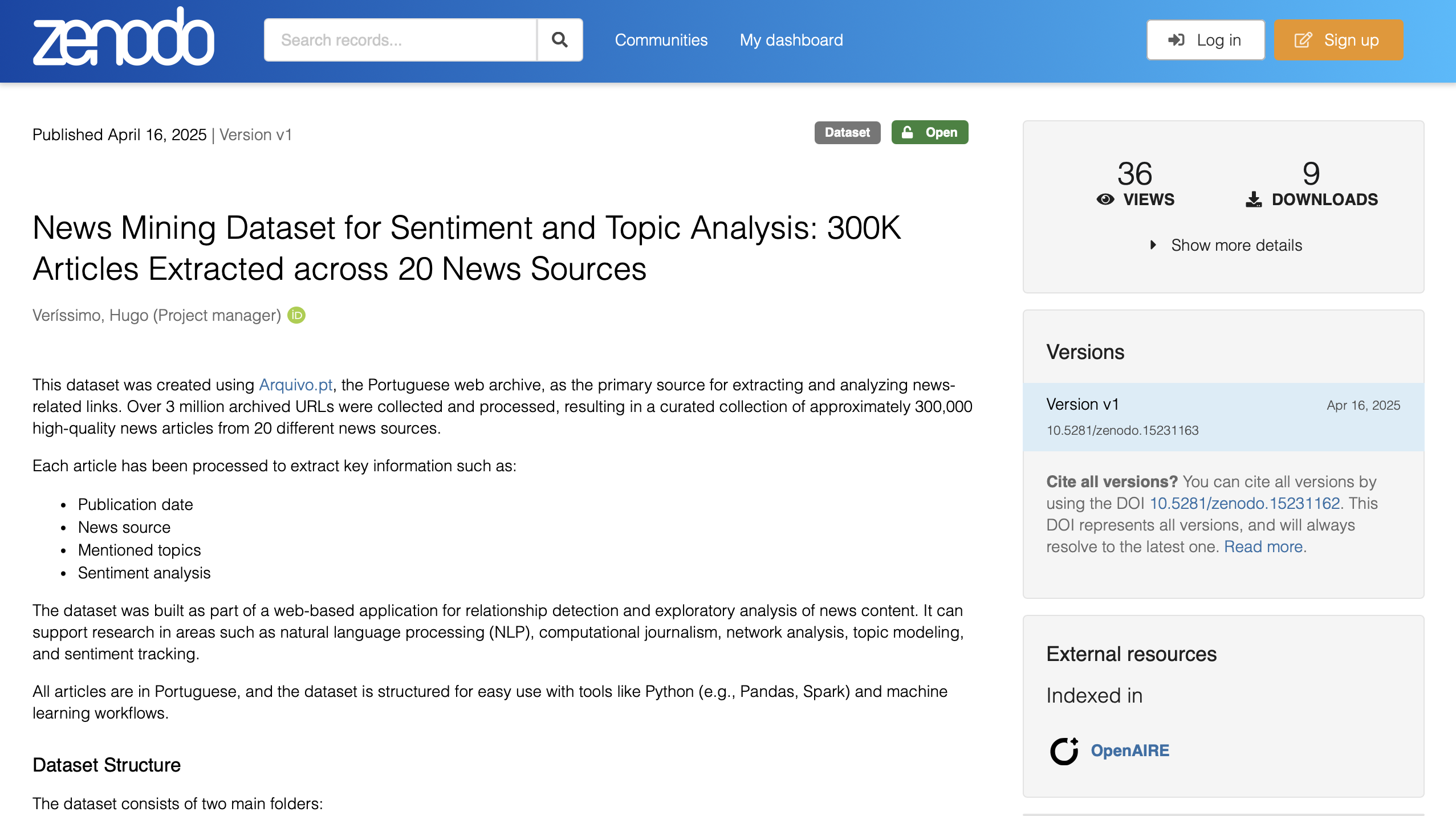 dataset screenshot